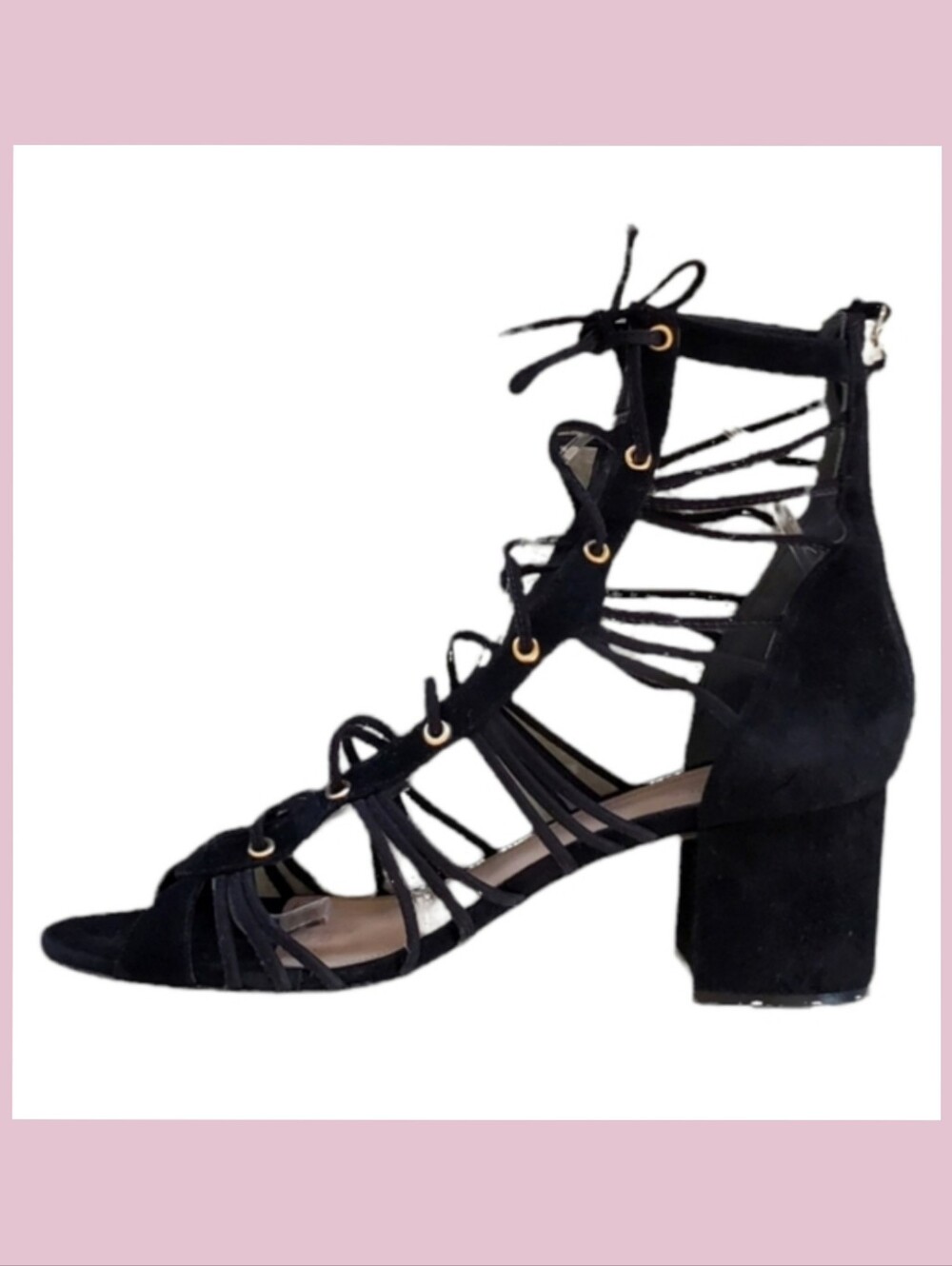 Rachel Zoe Rosanna Black Suede Gladiator Caged Sandals